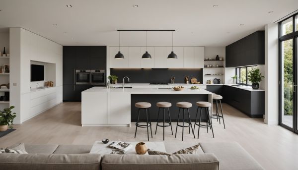 Quel agencement choisir pour fusionner cuisine et salon moderne ici